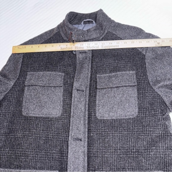 MURANO MEN'S CHARCOAL GRAY WOOL BLEND MILITARY STYLE‎ JACKET Puffer Lining SZL - Picture 14 of 16